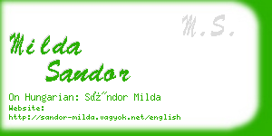 milda sandor business card